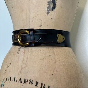 Vintage Leather Brass Heart Belt